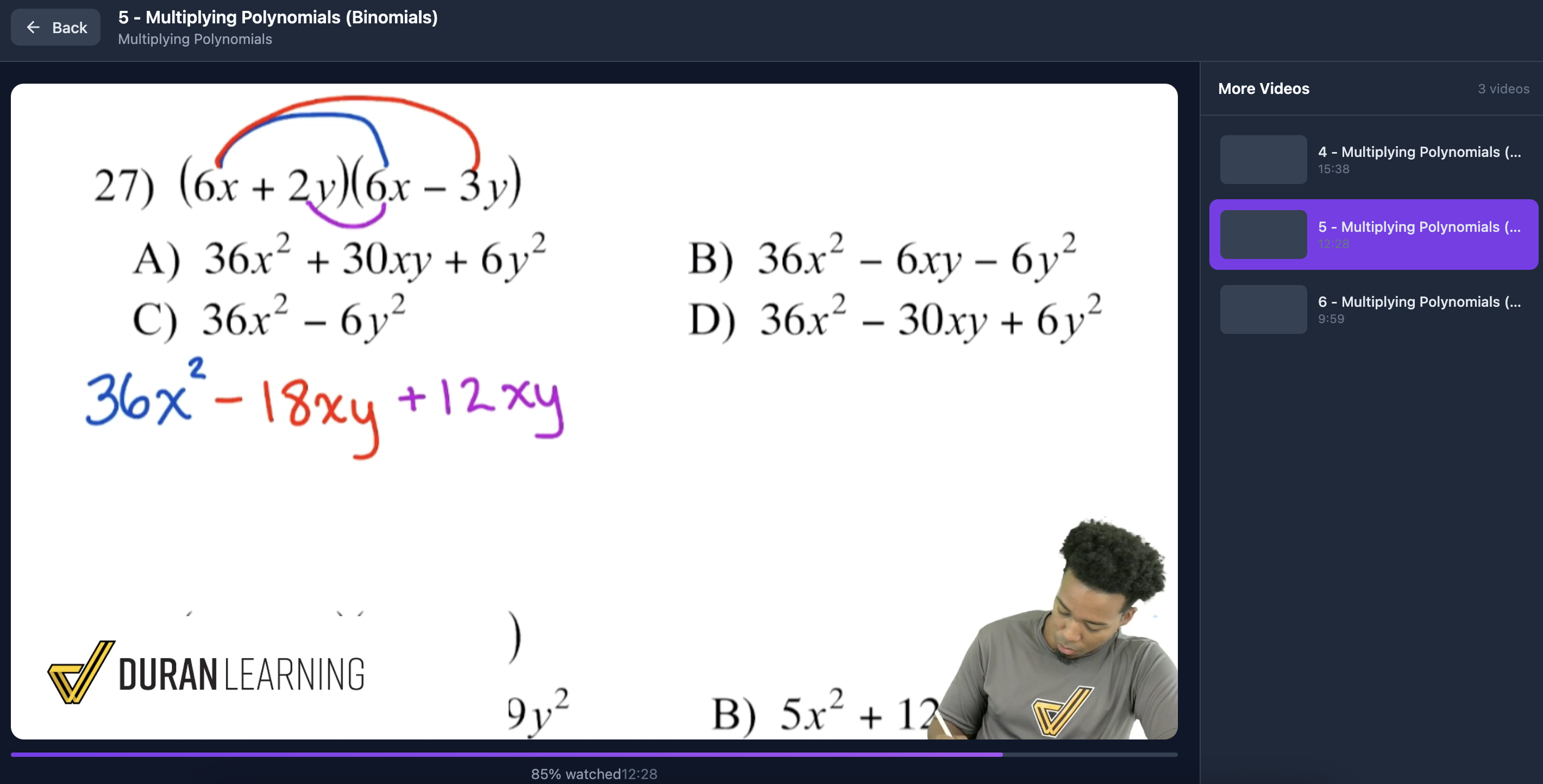 Video solution with Coach Anderson